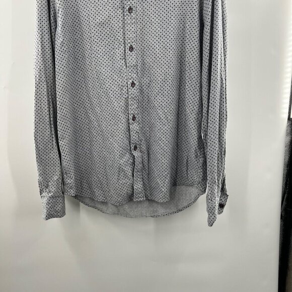 American Heritage Men's Long Sleeve Button Down Shirt Gray/Blue Print Large - Picture 5 of 9